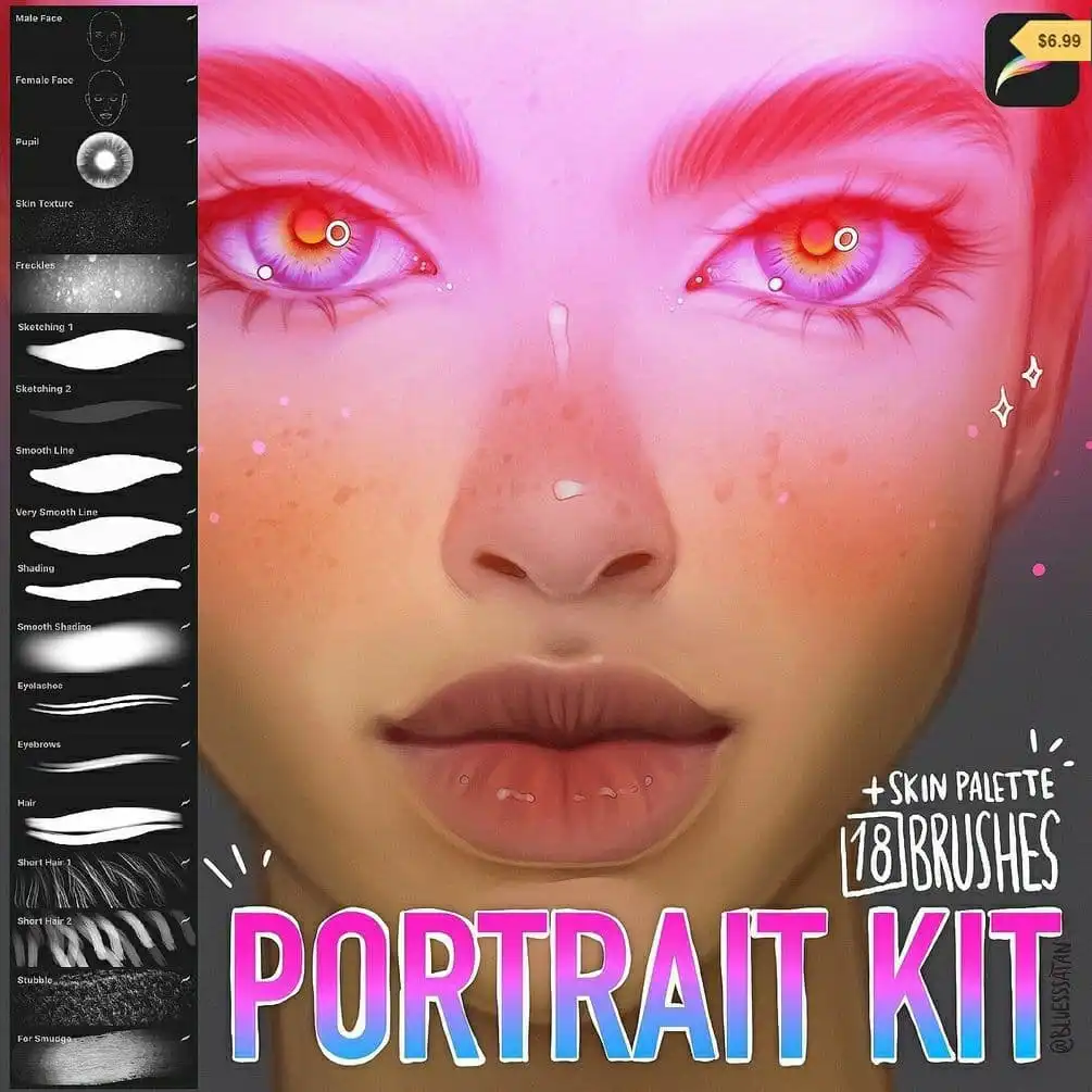 PORTRAIT KIT 18 brushes + skin palette for PROCREATE APP