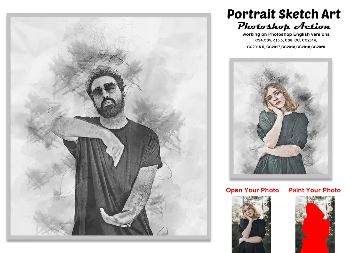 Portrait Sketch Art Photoshop Action