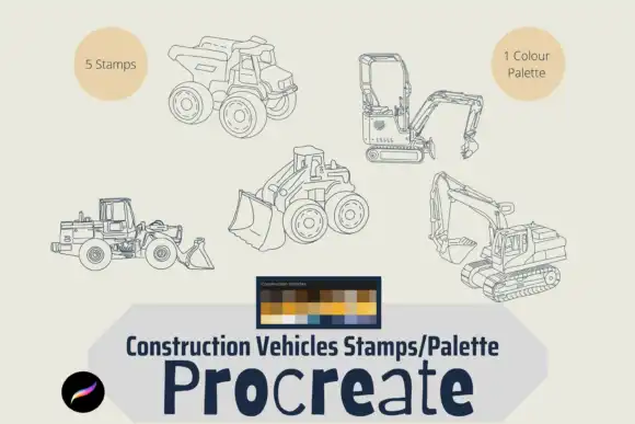 Procreate Construction Vehicles Stamps