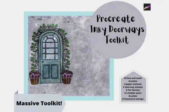 Procreate Doors Ink Line Wash Brush Set