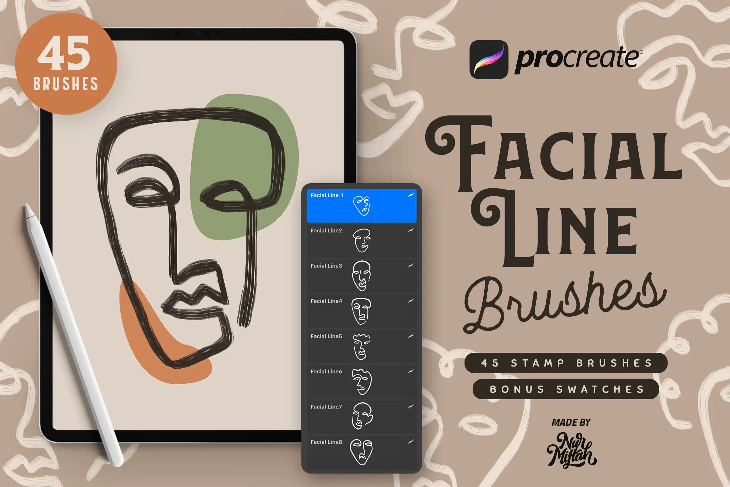 Procreate Facial Line Brushes