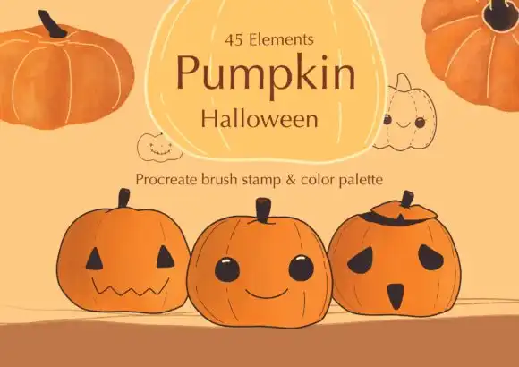 Procreate Stamps Brush Pumpkin Halloween