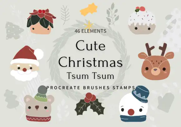 Procreate Stamps Brushes Cute Christmas