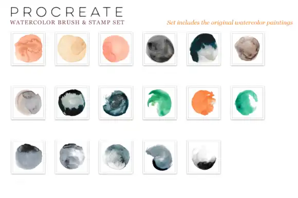 Procreate Watercolor Brush & Stamps 14 072507