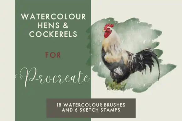 Procreate Watercolour Hens & Cockerels
