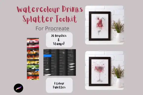 Procreate Watercolour Spatter Drinks