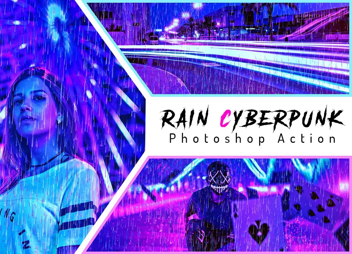 Rain Cyberpunk Photoshop Action