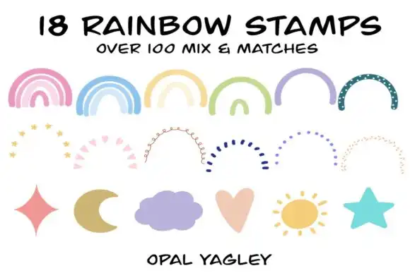 Rainbow Procreate Stamps -Mix and Match 3 Rainbow Procreate Stamps -Mix and Match