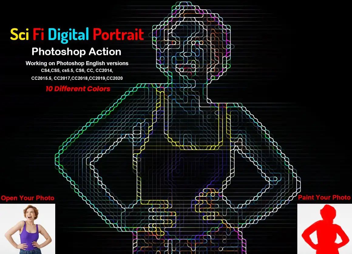 Sci-fi Digital Portrait PS Action