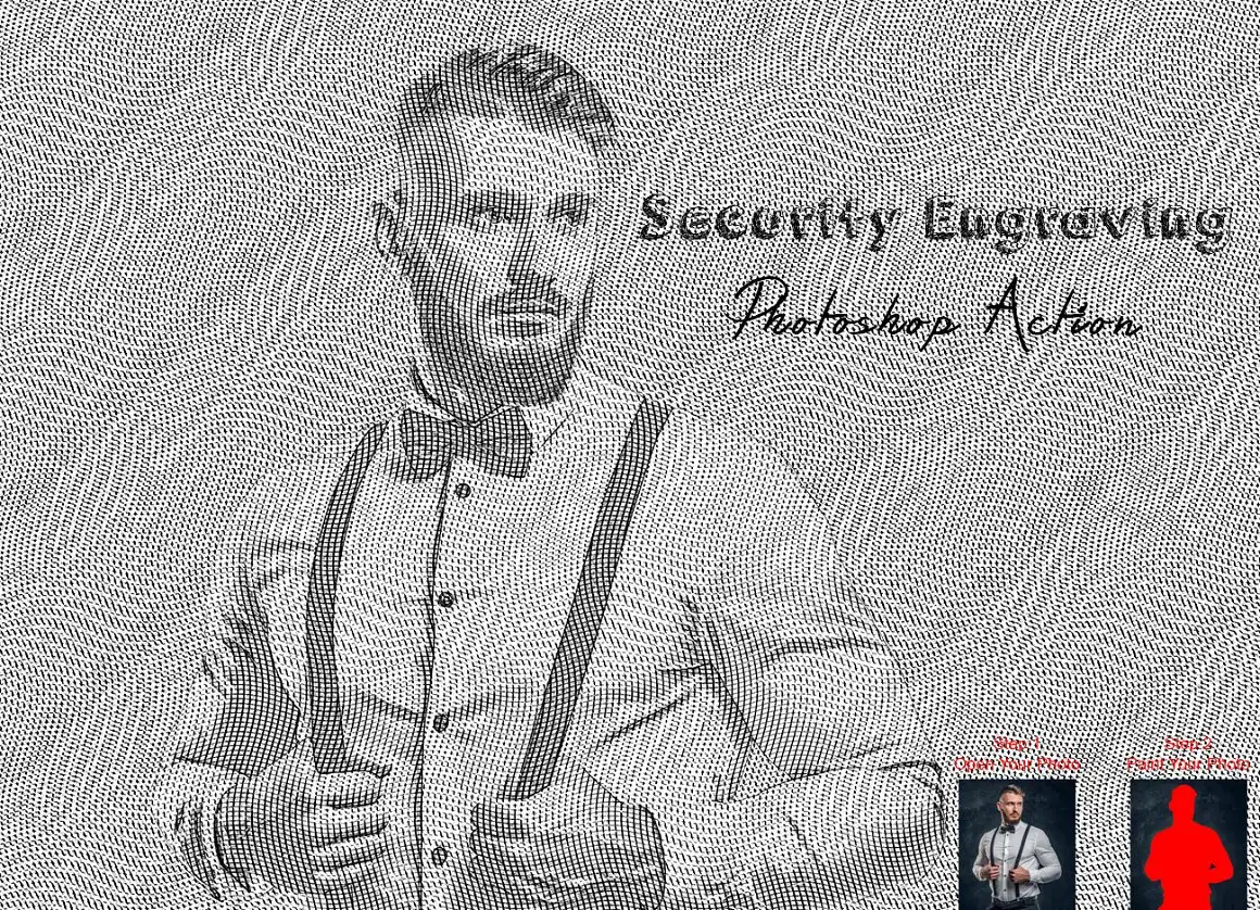 Security Engraving Photoshop Action
