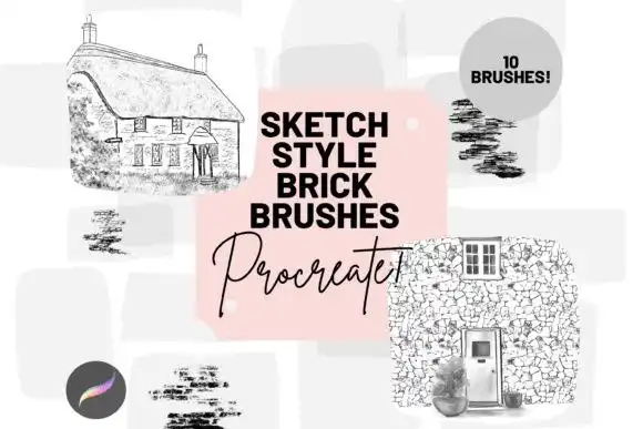 Sketch Style Bricks - Stone Brushes for Procreate X 10