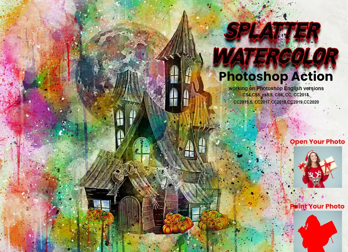 Splatter Watercolor Photoshop Action