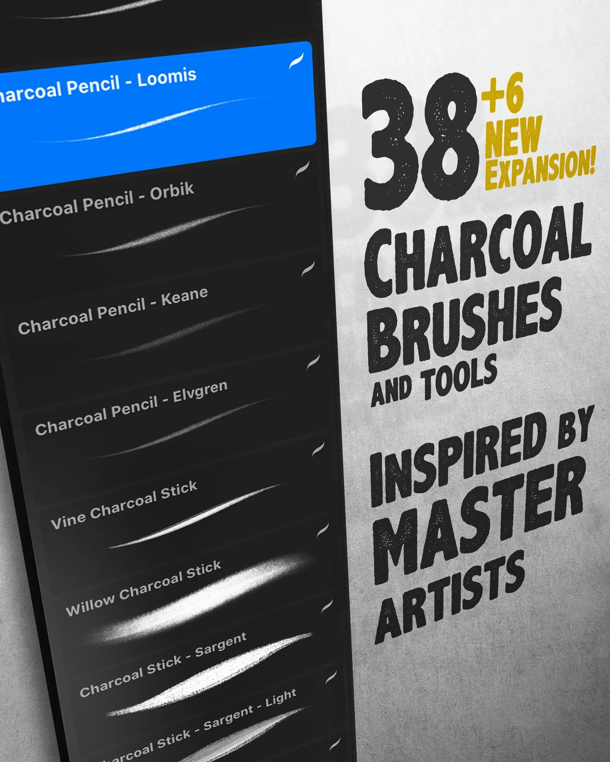 The Charcoal Master Pack - Procreate Brush Set 14 072205
