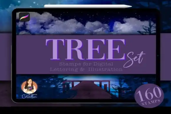 Tree Procreate Brush Set 160 Stamps