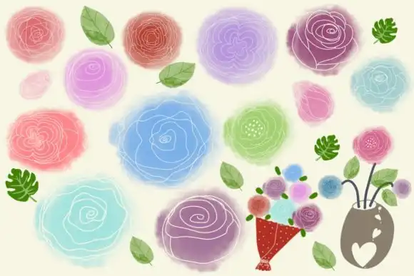 Valentines-watercolor Rose Brush Stamp 4 074029