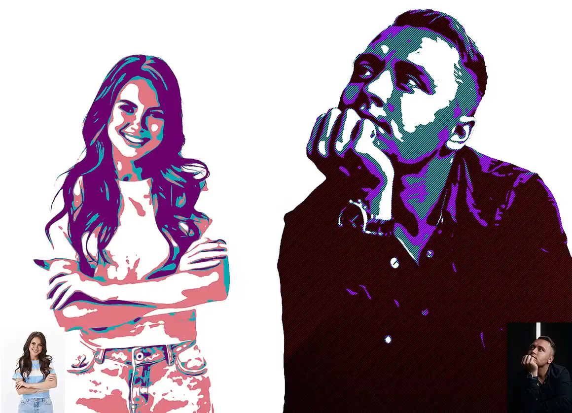 Vector Portrait Photoshop Action 8 078530