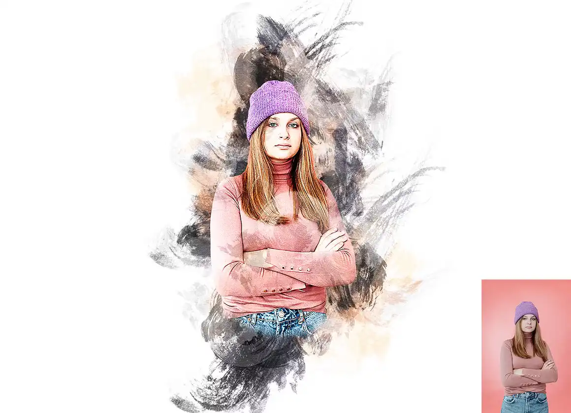 Watercolor Canvas Photoshop Action 7 078705
