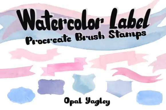 Watercolor Labels Procreate Stamps