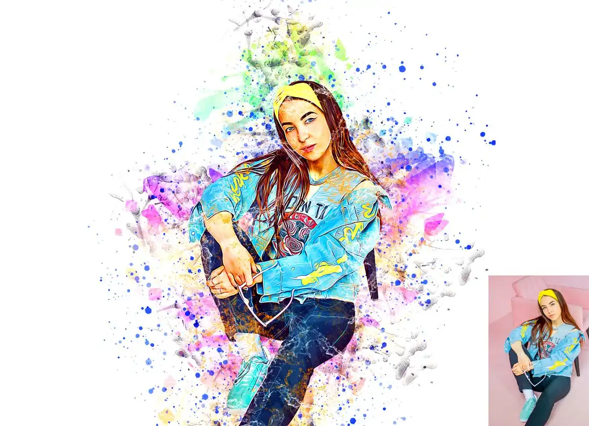 Watercolor Oil Paint PS Action 4 078705