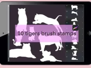 10 brushes of tigers stamps for procreate set 32875