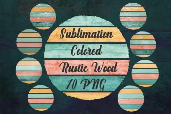 10 Circle Colored Rustic Wood Elements