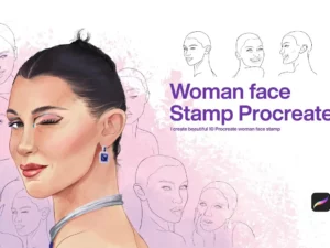 10 woman face stamps procreate 40292