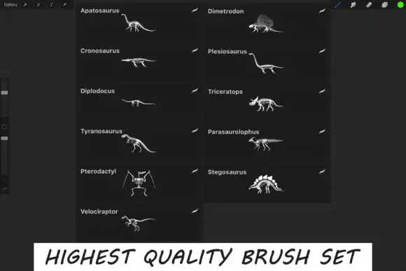 11 Dinosaur Skeletons Brush for Procreate 3 11 dinosaur skeletons brush for procreate graphics 27335969 2 580x387 36859