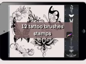 12 brushes of tattoo stamps for procreate 33376