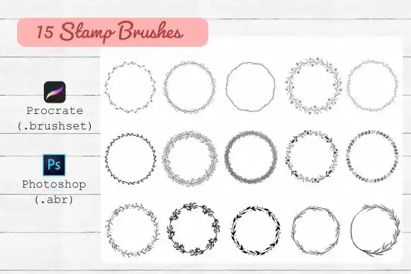 15 Wreath Brushes Procreate Photoshop