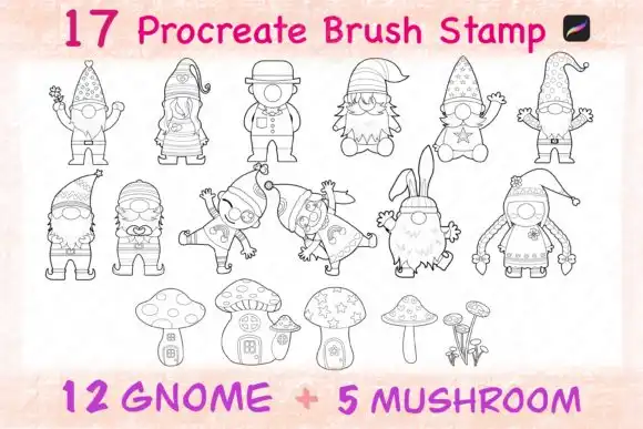 17 Gnome Valentine Brush Stamp Procreate