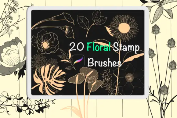 20 Floral Stamp Brushes for Procreate