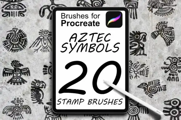 20 Aztec Stamp Symbols for Procreate