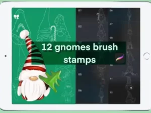 22 brush stamps gnomes for procreate set 33030