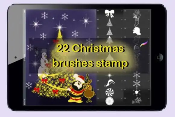 22 Brushes of Christmas Stamps for Procreate Set
