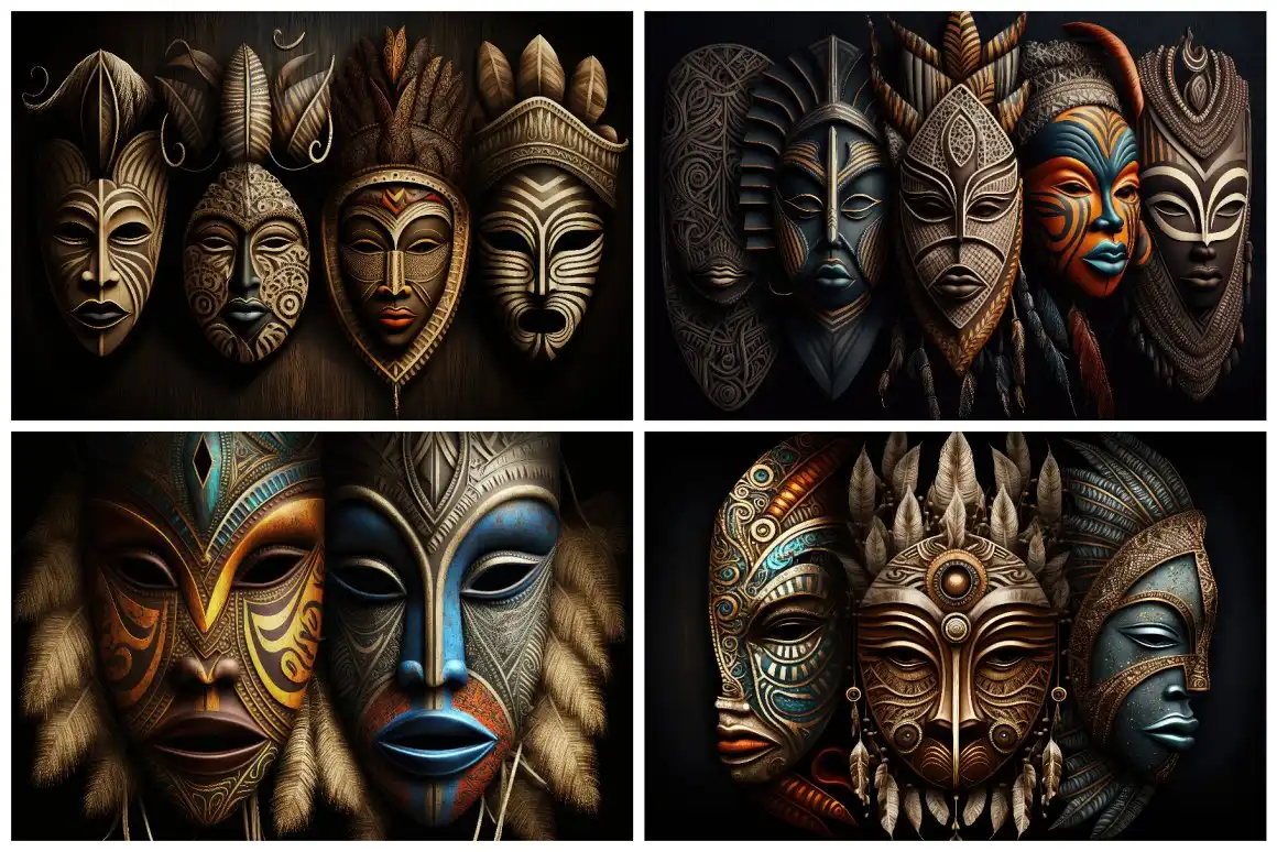 24 Tribal African Mask Illustrations 5 24 tribal african mask illustrations (1) 33085