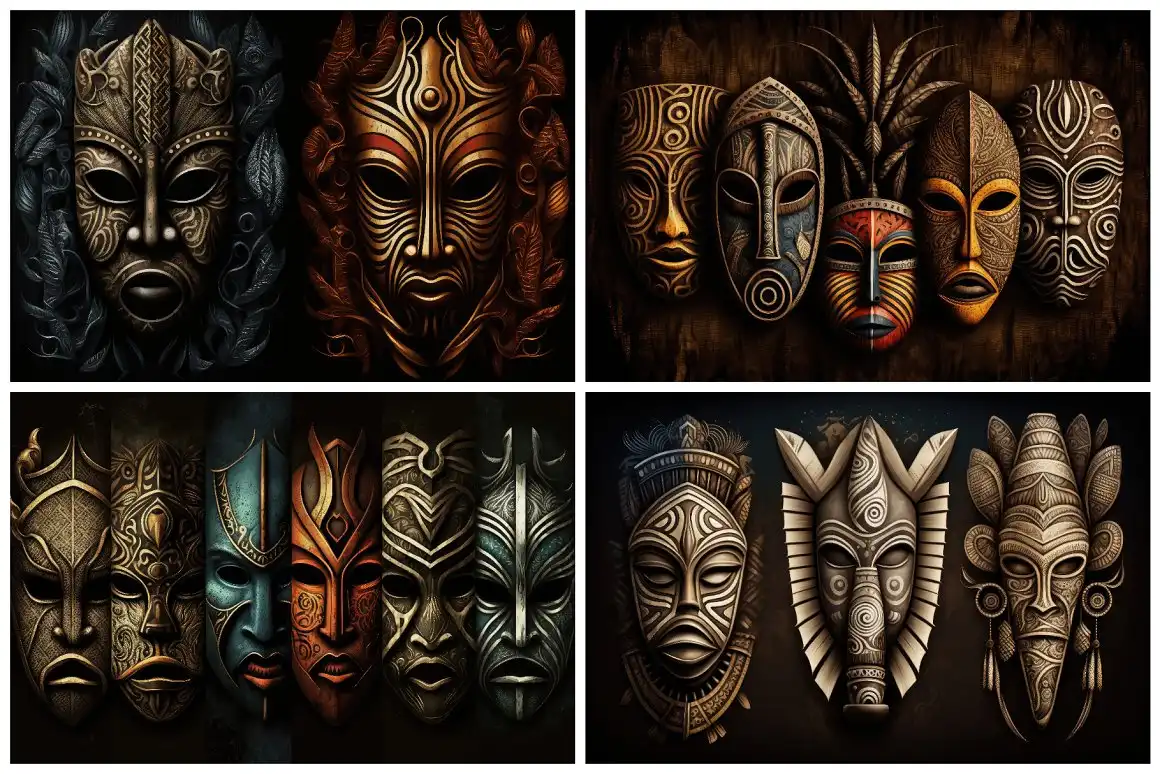 24 Tribal African Mask Illustrations 6 24 tribal african mask illustrations (2) 33061