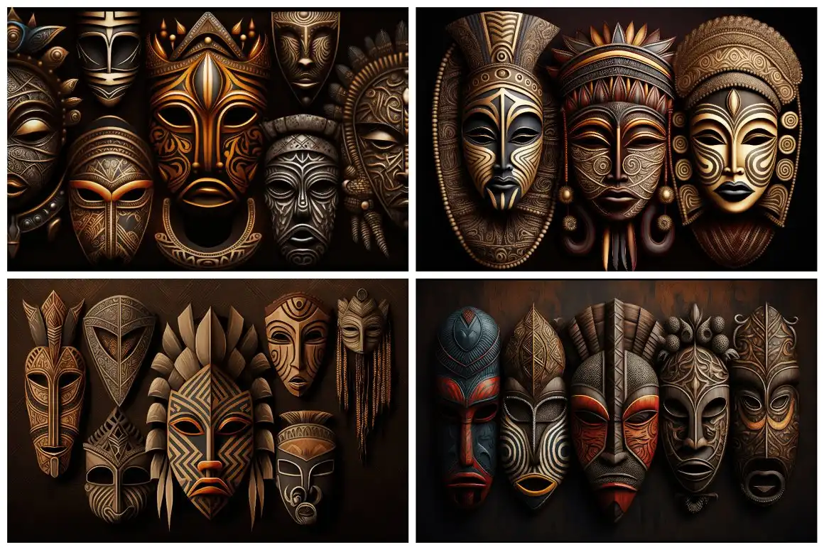 24 Tribal African Mask Illustrations 4 24 tribal african mask illustrations (3) 33100