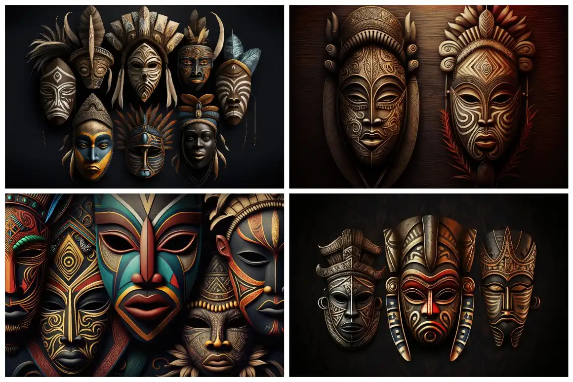 24 Tribal African Mask Illustrations 7 24 tribal african mask illustrations (5) 33019