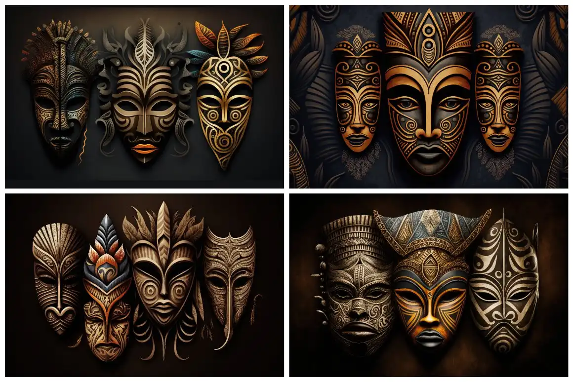 24 Tribal African Mask Illustrations 8 24 tribal african mask illustrations (6) 32997