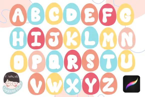 26 Alphabet Brush Stamp Procreate Easter
