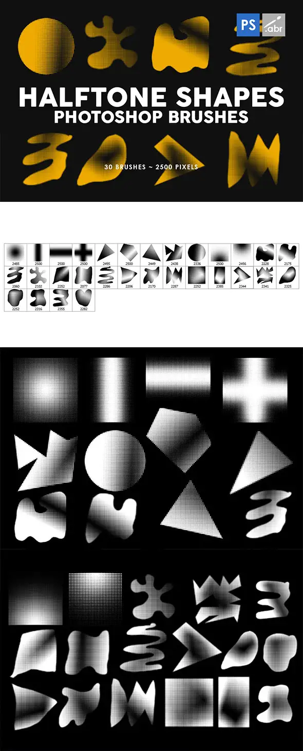 30 Halftone Shapes Photoshop Stamp Brush 3 30 halftone shapes photoshop stamp brushes 12320