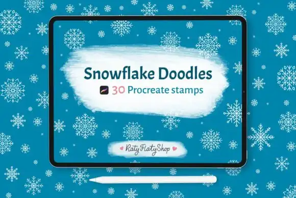 30 Snowflakes Procreate Stamps