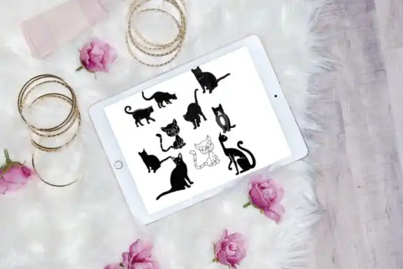 30 Beautiful Cat Brush Stamps Bundle V 1 9 30 beautiful cat brush stamps bundle v 1 graphics 28310812 5 580x387 37739