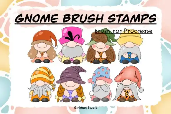 33 Brush stamp procreate Gnomes stamp