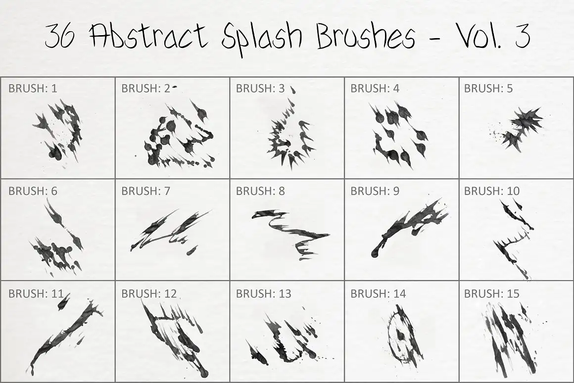 36 Abstract Splash Brushes - Vol. 3 4 36 abstract splash brushes vol. 3 28583