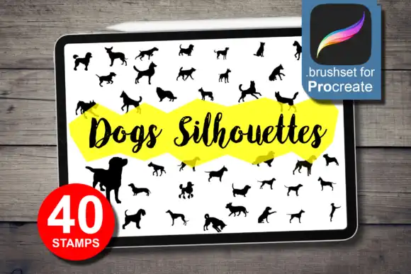 40 Dogs Silhouettes Brushes for Procreate