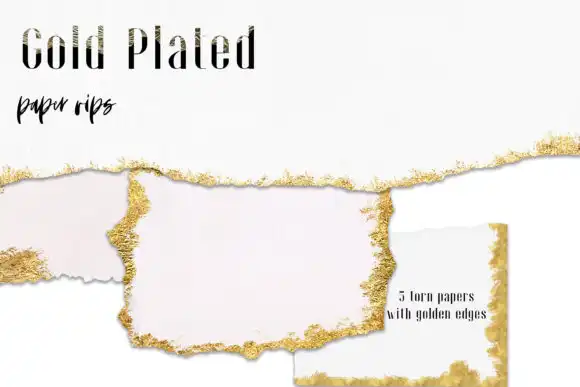 5 Gold Plated Torn Paper Elements