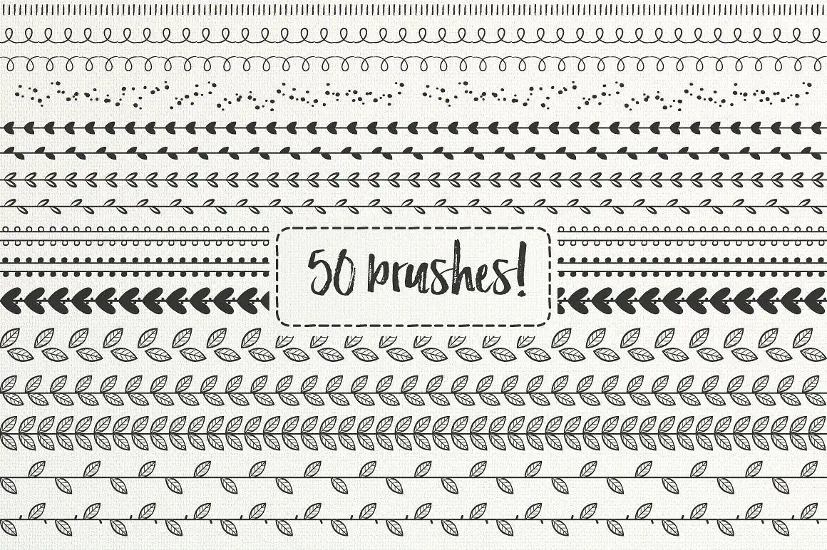 50 Hand Drawn Brushes, Part 2 - AI