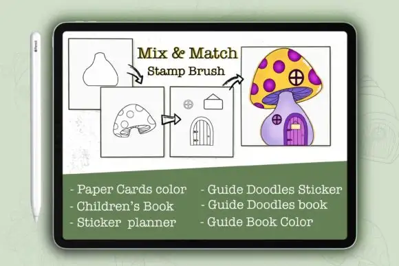 53 Doodles for Fairy houses brush Stamp 8 53 doodles for fairy houses brush stamp graphics 11619289 3 580x387 24116