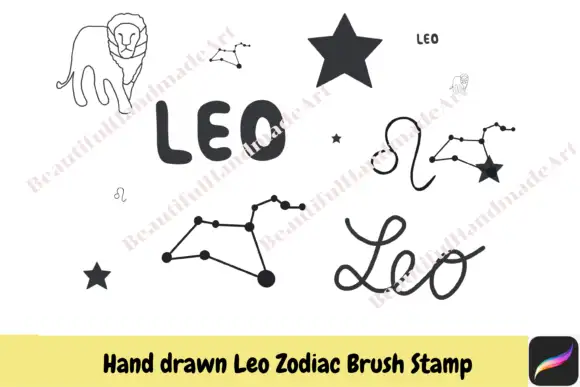 6 Brush Stamps Procreate Leo Zodiac